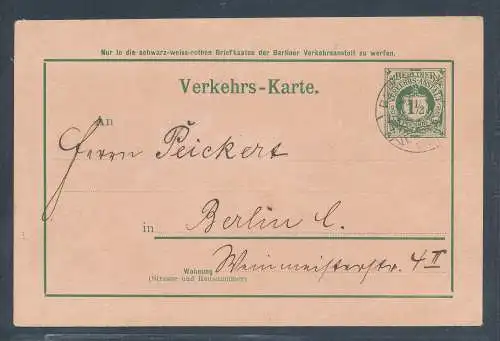 Privatpost Verkehrs-Karte 11/2 pfg. grün gelaufen