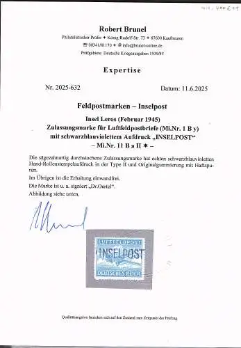 DR. Feldpost/ Inselpost Mi.-Nr. 11BaII ungebraucht ,FA. Brunel