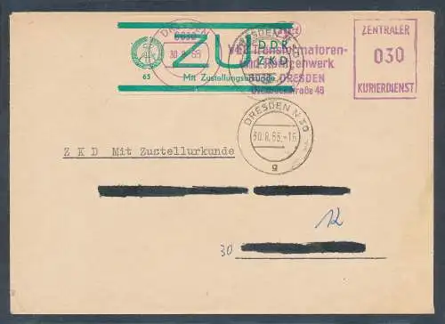 DDR.ZKD-Brief, EF. Mi.-Nr. E 1/ZU. mit AFS.