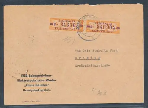 DDR. ZKD-Brief mit  MeF. Mi.-Nr. 22 B.