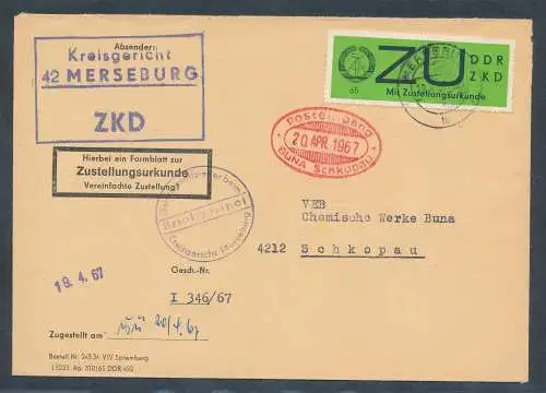 DDR. ZKD-Brief, EF. Mi.-Nr. E 2 y