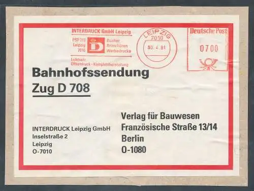 DDR. Bahnhofssendung mit AFS. VGO.-Tarif.