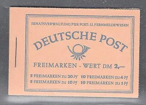 Berlin 1952 Markenheftchen Berliner Bauten, Mi.-Nr. 2, postfrisch, sign.Schlegel
