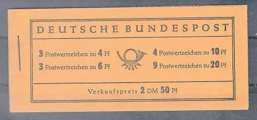 Bund 1951, Markenheftchen Mi.-Nr. MH 1  RLV XXXI a, postfrisch  FA. SchlegelBPP.