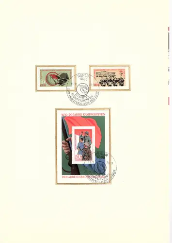 DDR - Gedenkblatt, 20 Jahre Kampfgruppen der Arbeiterklasse, A12-1973