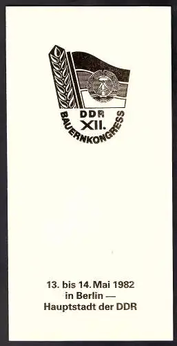 DDR - Gedenkblatt,  XII Bauernkongress in Berlin,C4-1982