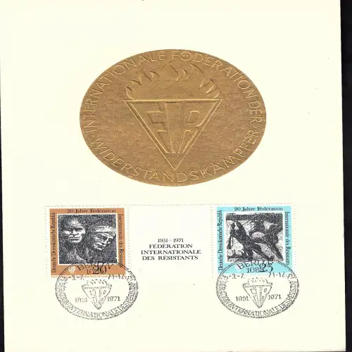 DDR - Gedenkblatt, Internationale Föderation der Widerstandskämpfer, B16-1971c