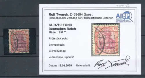 DR. Mi.-Nr. 151 Y gestempelt, KB. Tworek.
