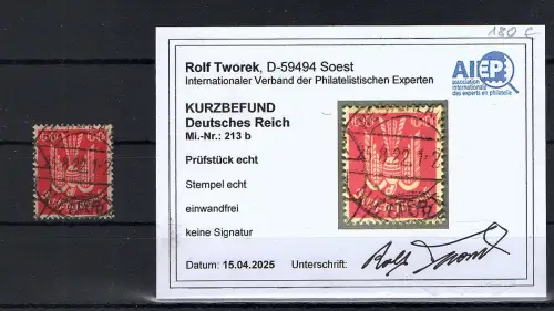 DR. Mi.-Nr. 213 b, gestempelt, KB. TworekBPP.