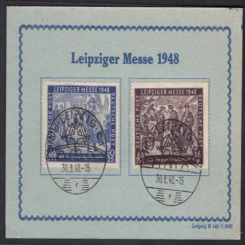SBZ. Ereigniskarte Leipziger Messe 1948 mit Mi.-Nr.198-199