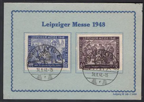 SBZ. Ereigniskarte Leipziger Messe 1948 mit Mi.-Nr.198-199