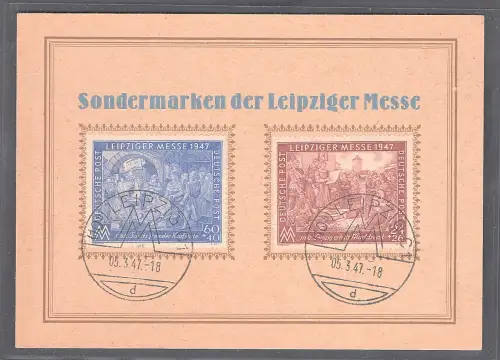 Ereigniskarte Leipziger Messe 1947 mit Mi.-Nr. 941-942. 