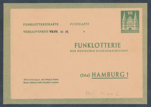 Bizone, Ganzsache Mi.-Nr. FP. 2 I a ungebraucht