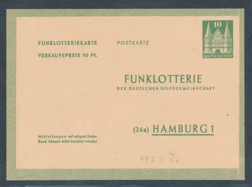 Bizone, Ganzsache Mi.-Nr. FP. 2 I ungebraucht