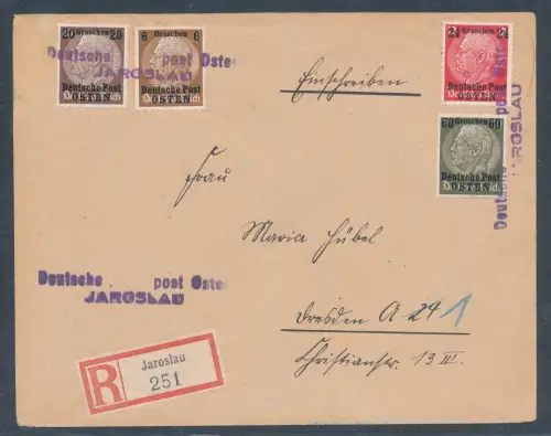 GG. Deutsche Post Osten R.-Fernbrief mit Mi.F. Mi.-Nr. 10. u.a. 