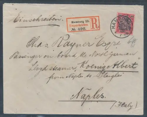 DR, R.-Ausland-Brief mit EF.  Mi.-Nr. 62 mit Ak.-St.