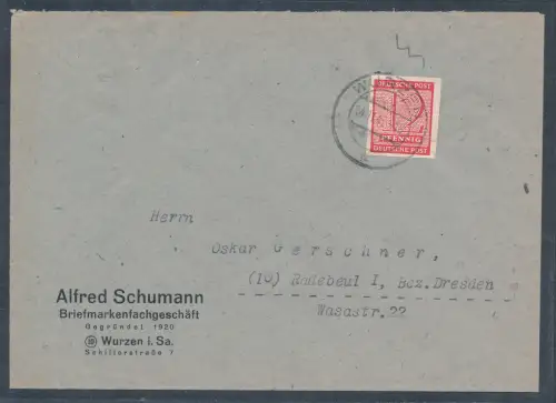 SBZ-West Sachsen Fernbrief mit EF.,Mi.-Nr. 119 y, sign. Dr.JaschBPP.