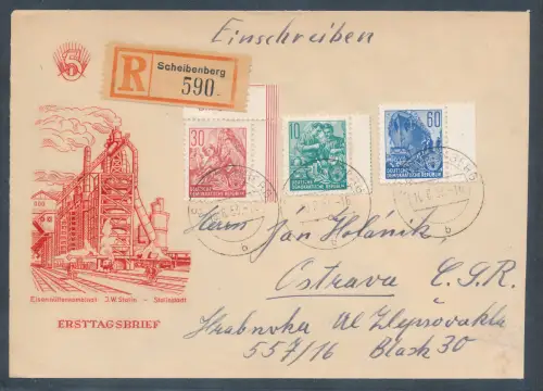 DDR. R.-Auslandbrief mit MiF.. Mi.-Nr. 366 + 373 + 377/FDC.