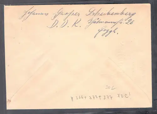 DDR. R.-Auslandbrief mit MiF.. Mi.-Nr. 366 + 373 + 377/FDC.