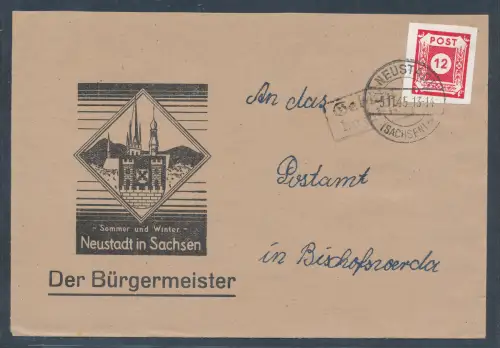 SBZ.-Ostsachsen Mi.-Nr. 46 A + Gebührbezahlt.