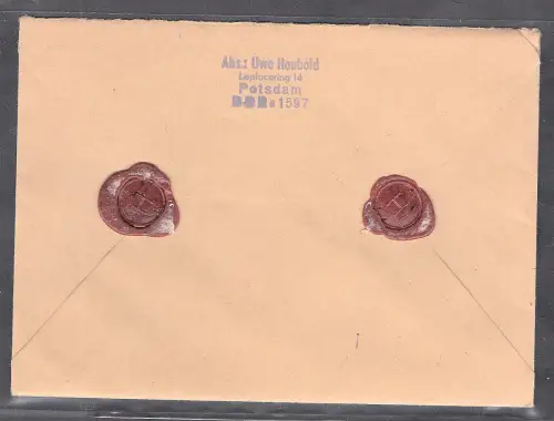 DDR.  Wertbrief-NN mit EF. Mi.-Nr. 3352 VGO-Tarif.