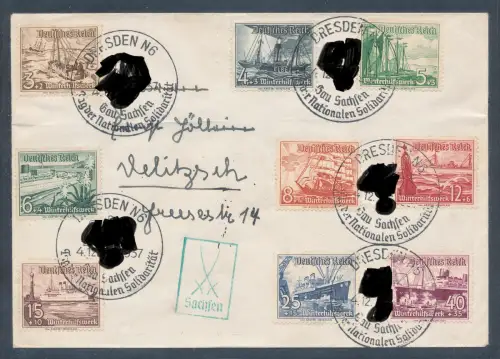 DR.  Satzbrief Mi.-Nr. 651-659 mit Ak.-St.