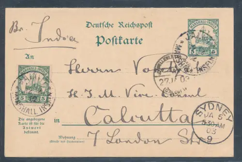 Marschall-Inseln Ganzsache Mi.-Nr. P 13 + Zusatz Fr. gelaufen. 