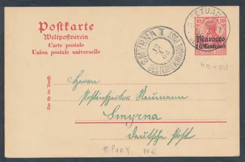 Dt. Post  in Marocco Ganzsache Mi.-Nr. P 10 Y gelaufen mit Ak.-St.