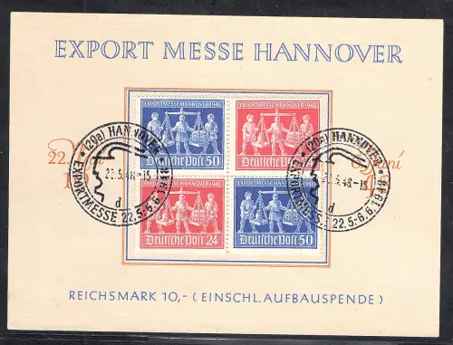 All.-Besetzung Mi.-Nr. V Zd 1 gestempelt auf Gedenkblatt.