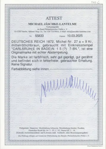 DR., Mi.-Nr. 27 a, gestempelt, FA. Jäschke-L.BPP.