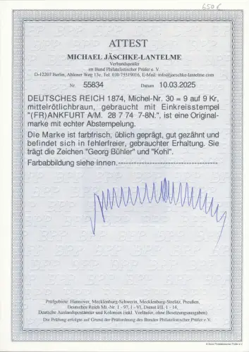 DR., Mi.-Nr. 30, gestempelt, FA. Jäschke-L.BPP.