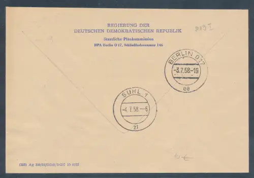 DDR.ZKD-Brief, EF. Mi.-Nr.  Dienst-19 I L