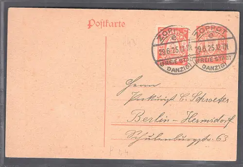 Danzig, Ganzsache Mi.-Nr. P 24 u.a. gelaufen.