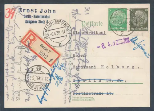 DR., R.-Ortspostkarte innerhalb Berlin gelaufen, mit Ak.-St.