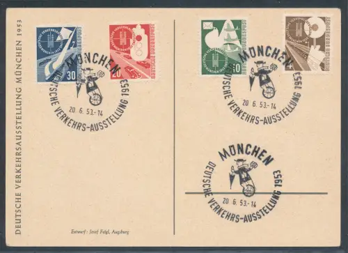 Bund Mi.-Nr. 167-170 auf Karte mit Ersttagabstempelungen/FDC.