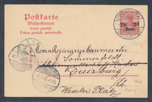 Dt. Post in der Türkei Ganzsache mi.-Nr. P 11 Y gelaufen