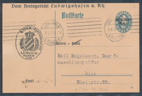 DR. Dienst Ganzsache Mi.-Nr. P 128 mit Zudruck gelaufen.