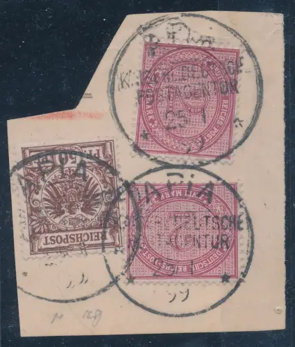 Samoa Mi.-Nr.V 37 e + V 50 d auf Briefstück, FA. Jäschke-L.BPP.