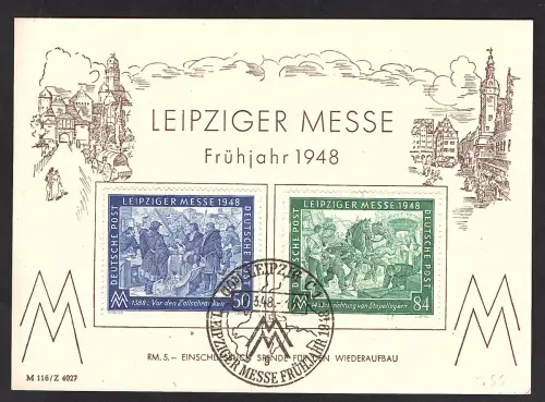 Ereigniskarte Leipziger Messe 1947 mit Mi.-Nr. 965-966