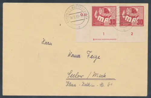 DDR. Fernbrief mit ME.F. Mi.-Nr. 250 (2x) mit DZ.