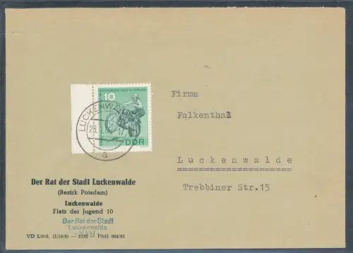 DDR. Ortsbrief mit EF. Mi.-Nr. 972