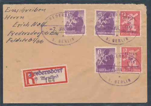 Lokalausgaben Fredersdorf Mi.-Nr. 69 (2x) + 70 (2x) auf R.-Ortsbrief.