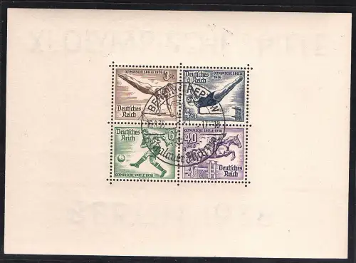 DR., XI. Olympische Spiele Berlin 1936 Mi.-Nr. Block 5 gest., sign. SchlegelBPP.