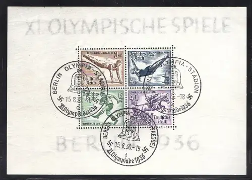 DR., XI. Olympische Spiele Berlin 1936 Mi.-Nr. Block 5 gest., sign. SchlegelBPP.