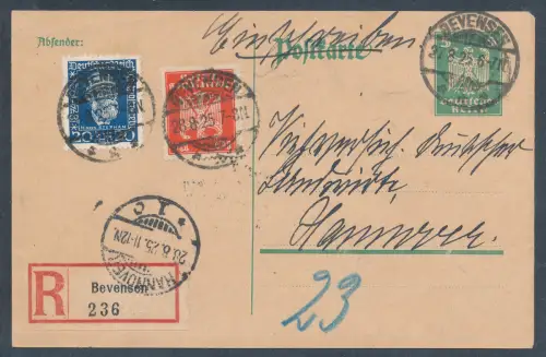 DR.  Ganzsache Mi.-Nr. P156 u.a. als R.-Fernkarte gelaufen mit Ak.-St.