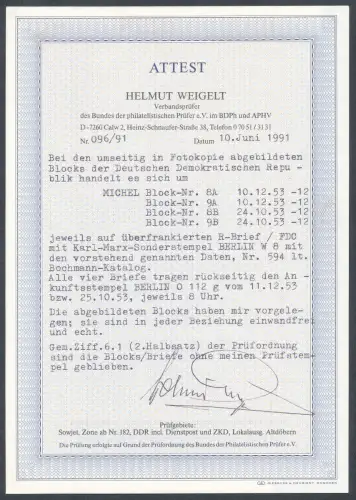 DDR, FDC. Mi.-Nr. Block 8 + 9 A/B FA.weigeltBPP.