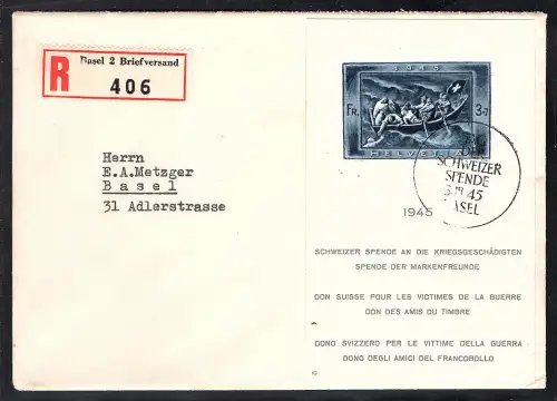 Schweiz Mi.-Nr. Block 11 auf R.-Ortsbrief gelaufen mit Ak.-St.