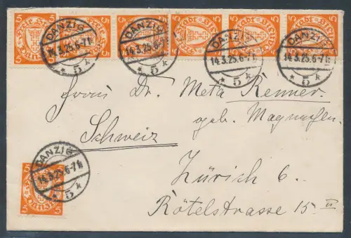 Danzig Auslandbrief mit Me.F. Mi.-Nr. 193