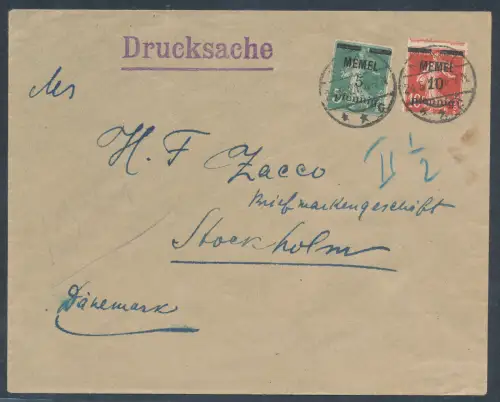 Memel Mi.F. Mi.-Nr. 18 + 19 auf Ausland-Drucksache.