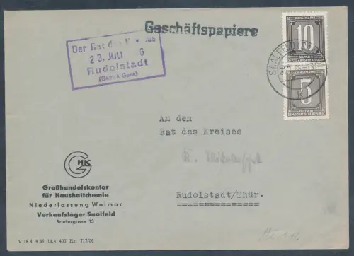 DDR. ZKD-Brief Verwaltungspost A Mi.-Nr. 1 + 2 auf Fernbrief gelaufen.